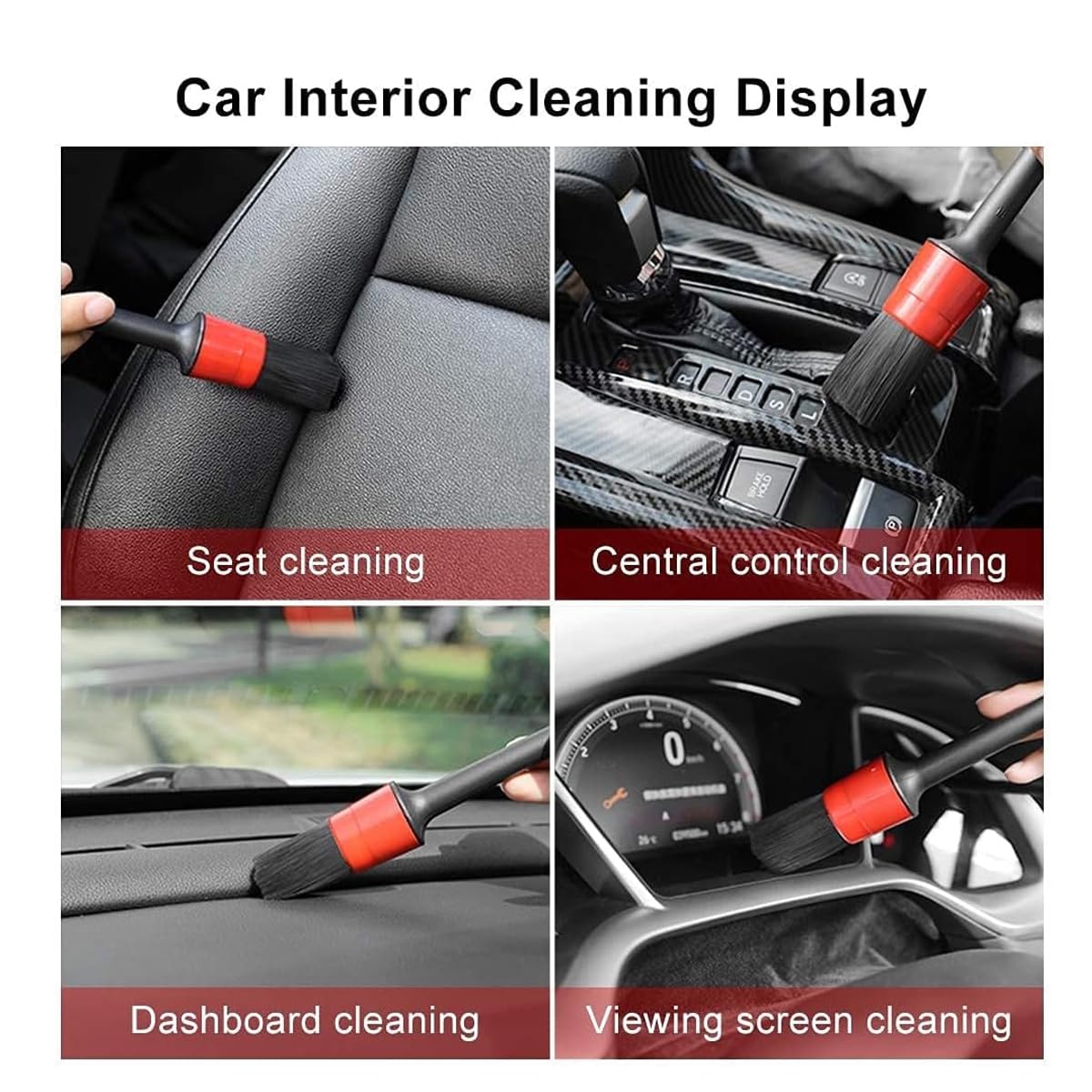 Autocosmetics Car Detailing Brush Set – 5 Sizes  (sizes 10, 12, 14, 16, 18)  for Interior & Exterior Cleaning