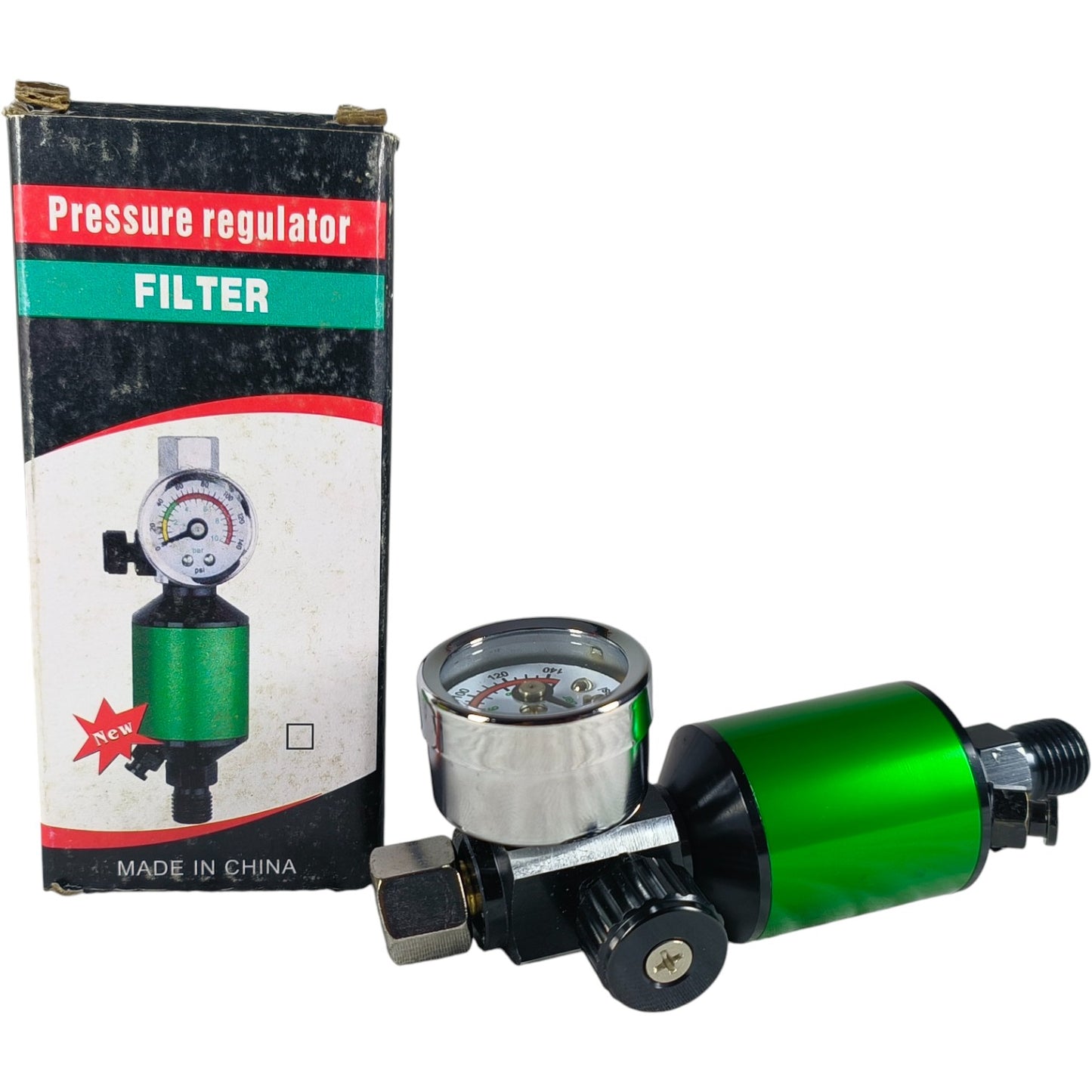 Mini Air Pressure Regulator Filter with Gauge – Spray Gun & Compressor Moisture Trap (Green)