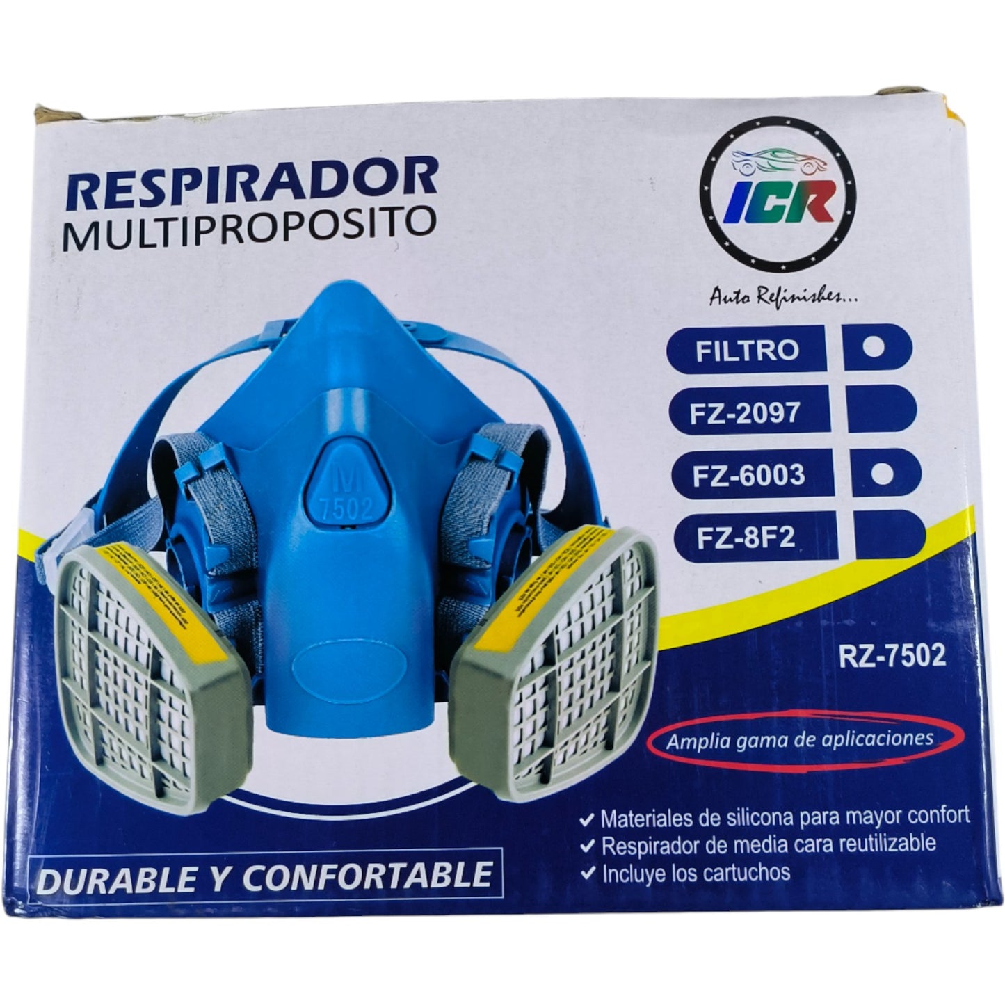 ICR 7502 Industrial Respirator Mask Set with Dual Cartridge & KN95 Filters – Reusable Silicone, For Paint, Dust & Chemical Protection