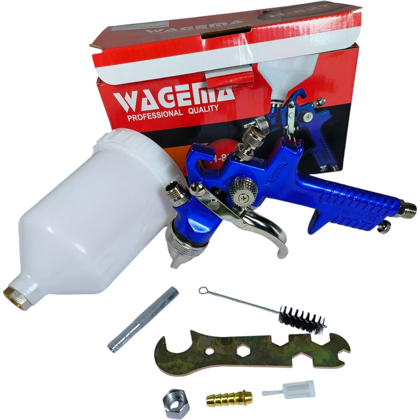 Wagema H-827 HVLP Professional Gravity Feed Spray Gun – 600ml, 1.4mm/1.3mm Nozzle for Car, Furniture & Industrial Paint