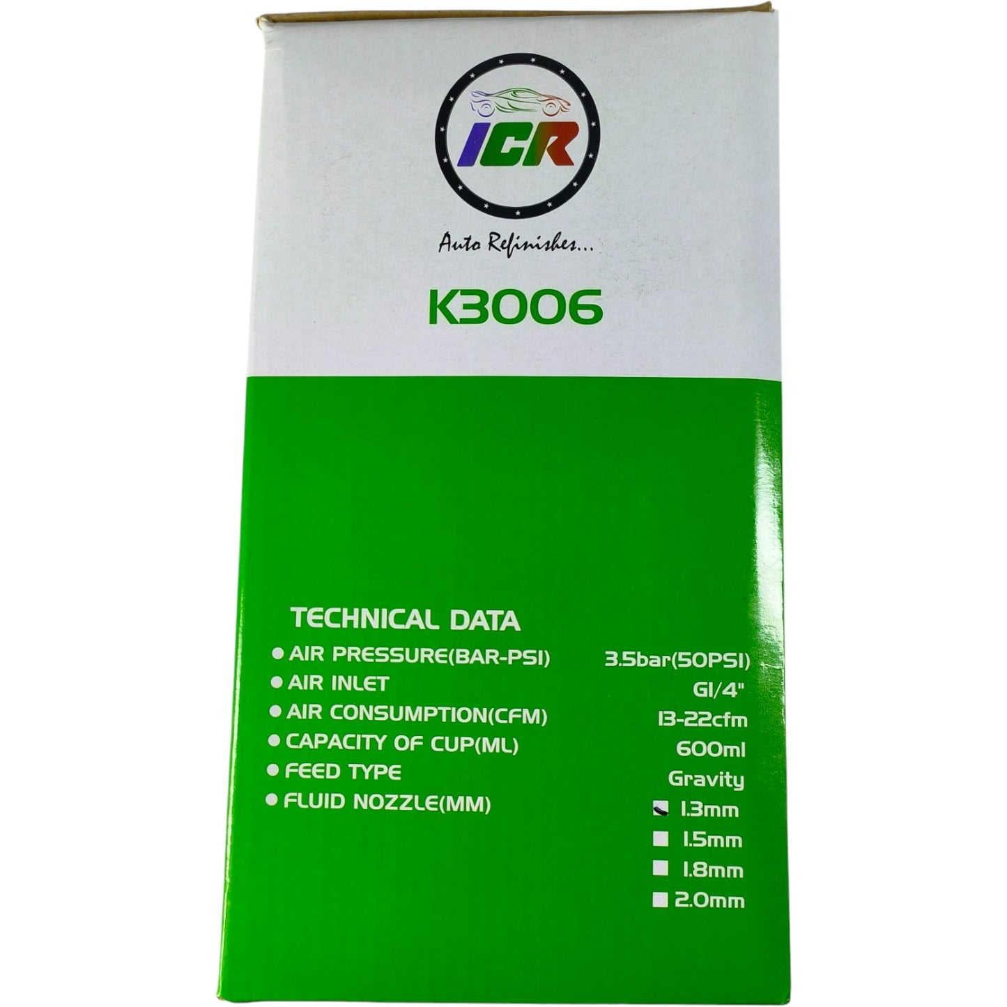 ICR K3006 HVLP Spray Gun – Professional Car Paint Gun, 600ml Cup, Adjustable Nozzle & Pressure