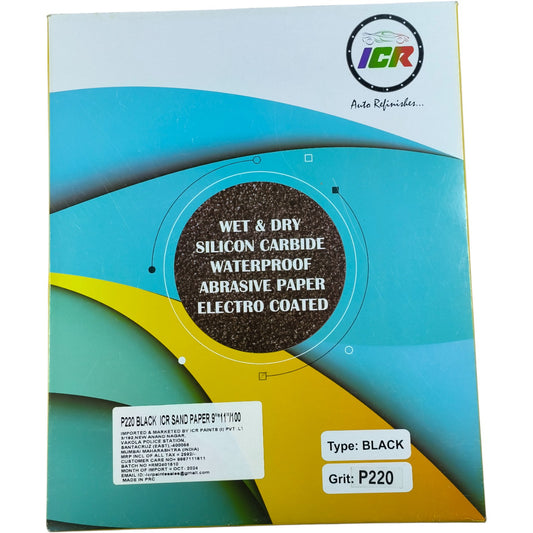 ICR Black Wet & Dry Silicon Carbide Waterproof Sand Paper – 9"x11" (100 Sheets)