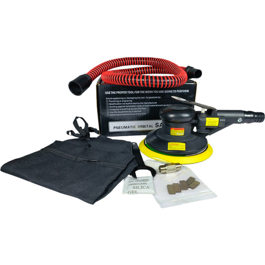 CARMIX 6118 HQ Professional Pneumatic Orbital Sander 6" (150mm) with Vacuum, Hose, Bag & Velcro Pad – Car Body & Wood Polishing Tool