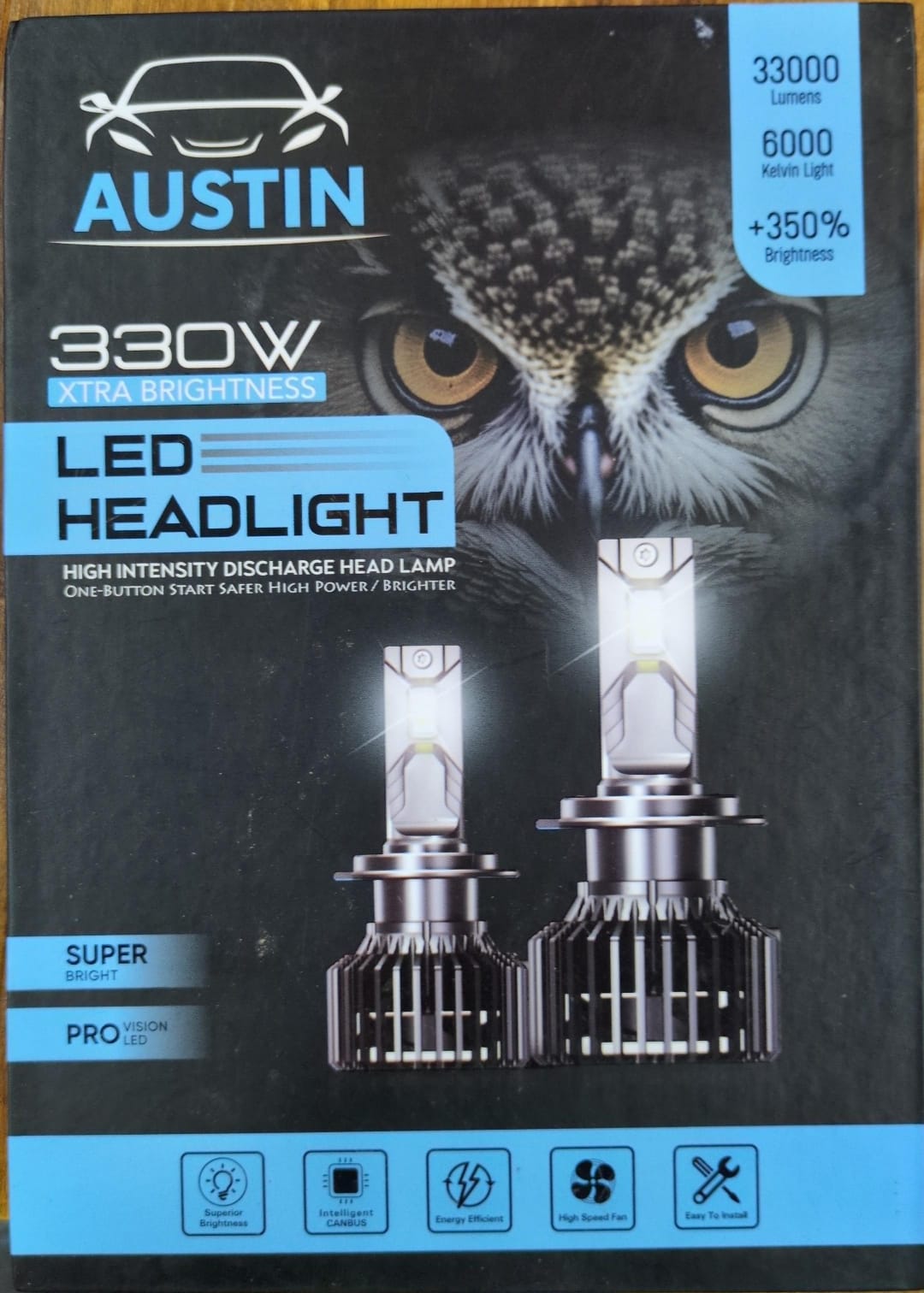 AUSTIN 330W Xtra Bright LED Headlight | 6000K Cool White | 33,000 Lumens | High Intensity Car Headlamp | CANBUS Compatible | 2 Years Warranty