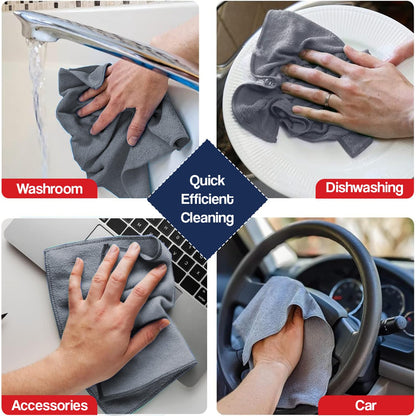 ASHU PADS Microfibre Cloth for Cleaning | 350 GSM Thick Lint & Streak-Free Multipurpose and Reusable Cloth | High Water Absorption and Retention for Effortless Cleaning (Pack of 4, 40x40cm 350 GSM)