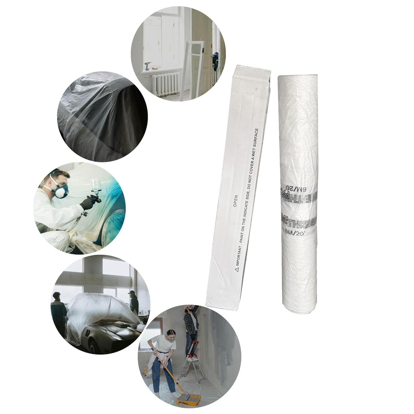 Premium Automotive Masking Film – Static Cling Dustproof Plastic Sheet Roll for Painting, Car Covers, Home Renovation