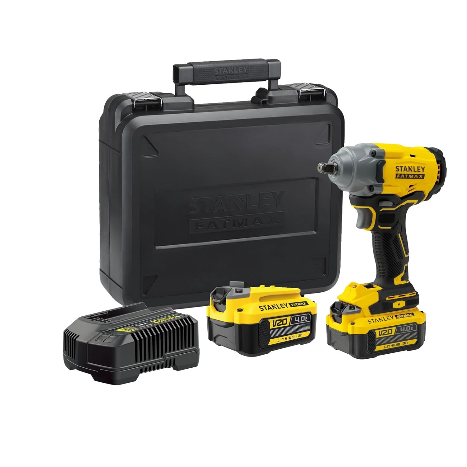 STANLEY FATMAX SBW920M2K-B1 20V 4.0Ah 1/2" Cordless Brushless Impact Wrench With 2x4.0Ah Li-ion Batteries &amp; 1pc Charger