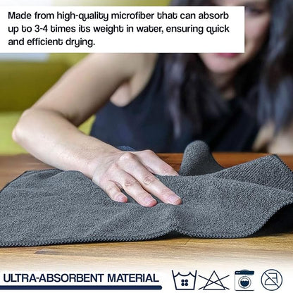 ASHU PADS Microfibre Cloth for Cleaning | 350 GSM Thick Lint & Streak-Free Multipurpose and Reusable Cloth | High Water Absorption and Retention for Effortless Cleaning (Pack of 4, 40x40cm 350 GSM)