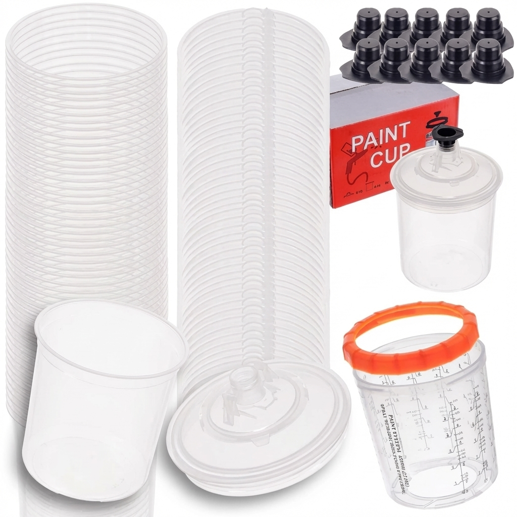 ICR Disposable Paint Mixing Cup System – 650ml Standard Set | 125 Mic Filter | Paint Cup + Liner + Lid for Car, Furniture &amp; Industrial Painting