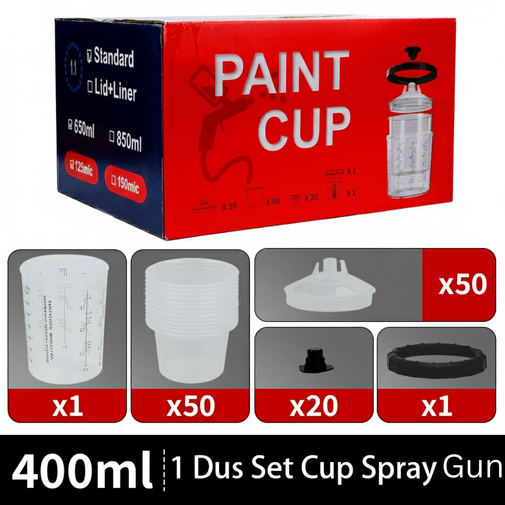 ICR Disposable Paint Mixing Cup System – 650ml Standard Set | 125 Mic Filter | Paint Cup + Liner + Lid for Car, Furniture &amp; Industrial Painting