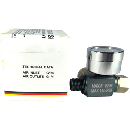 Professional Air Regulator with Gauge – 1/4" Inlet & Outlet, Max 8 Bar (115 PSI)