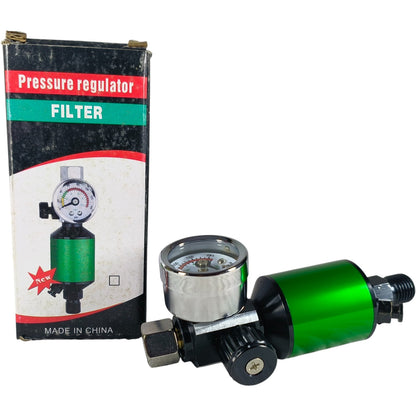 Mini Air Pressure Regulator Filter with Gauge – Spray Gun & Compressor Moisture Trap (Green)