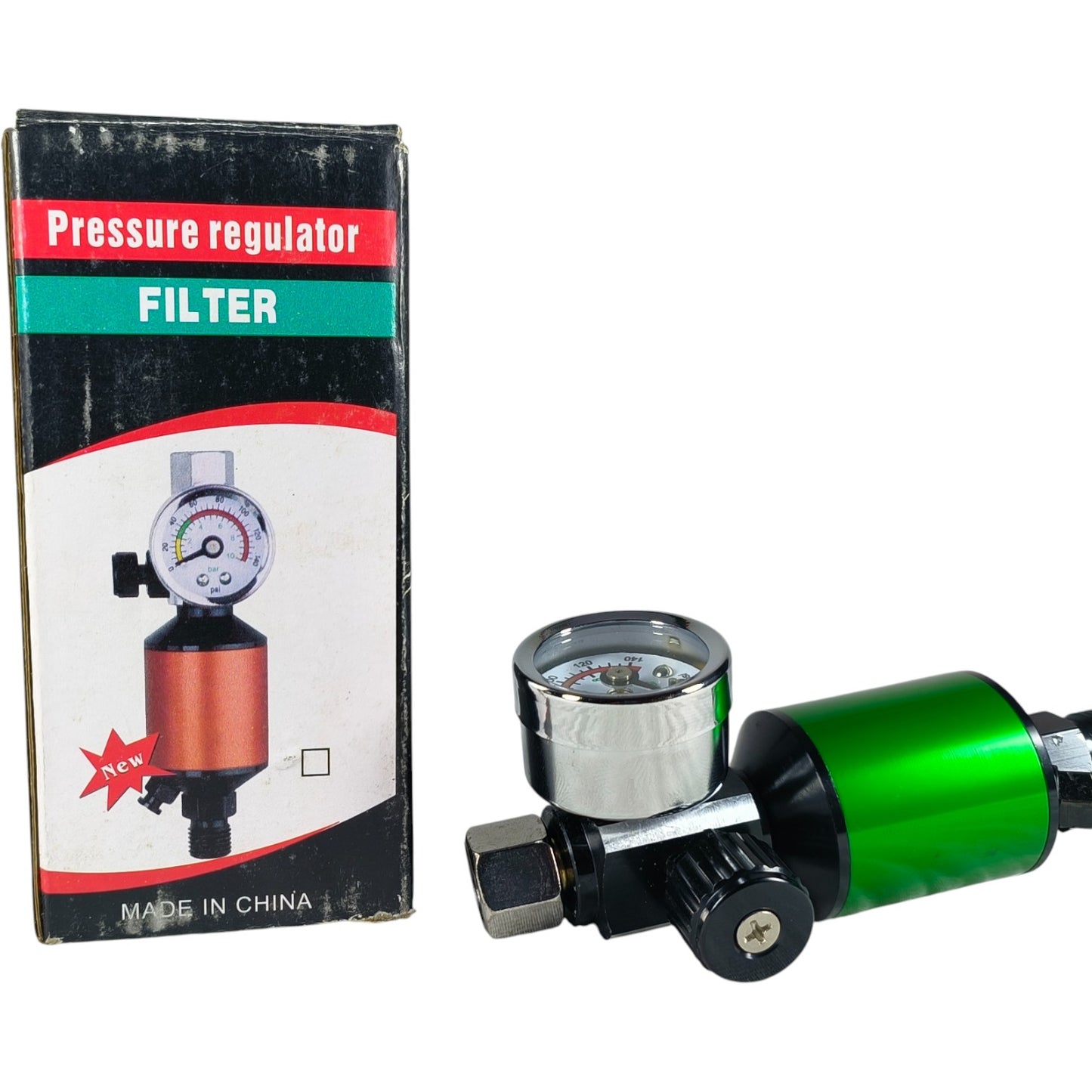 Mini Air Pressure Regulator Filter with Gauge – Spray Gun & Compressor Moisture Trap (Green)