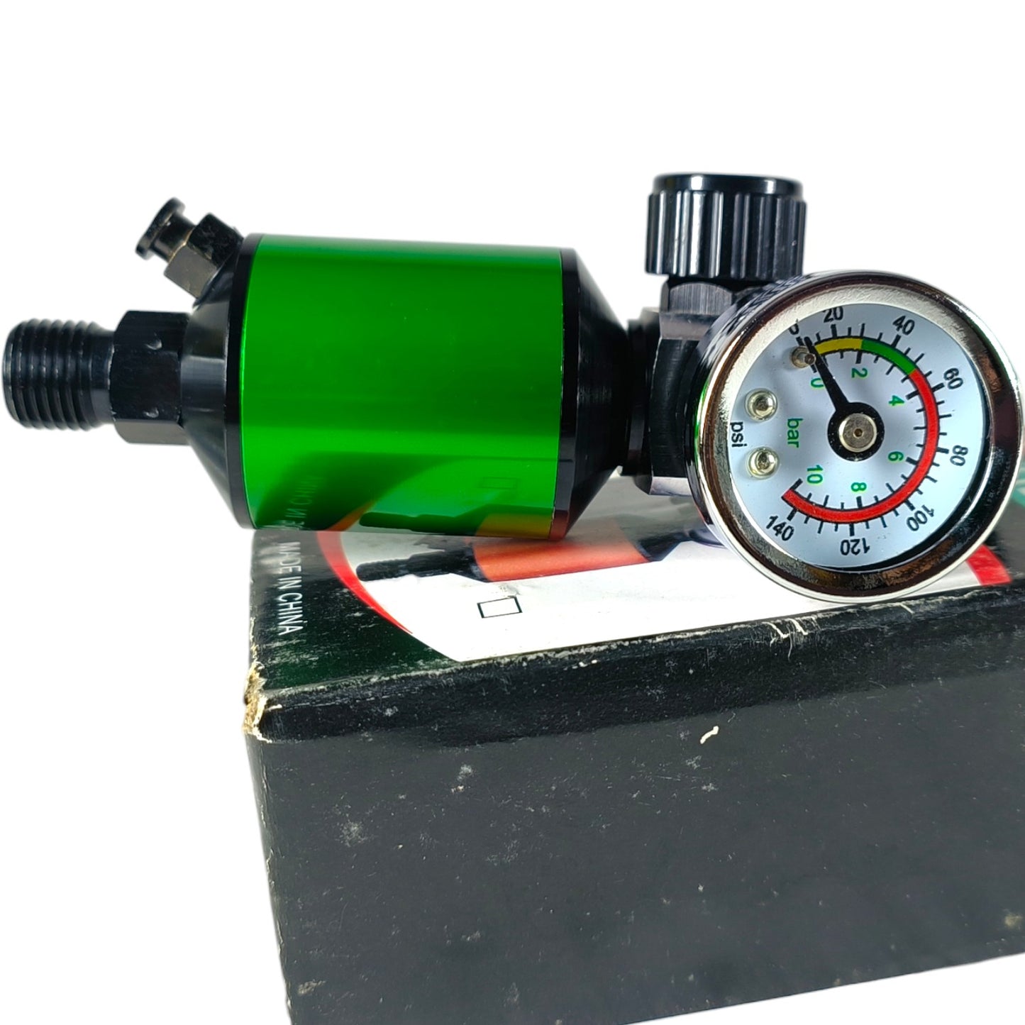 Mini Air Pressure Regulator Filter with Gauge – Spray Gun & Compressor Moisture Trap (Green)