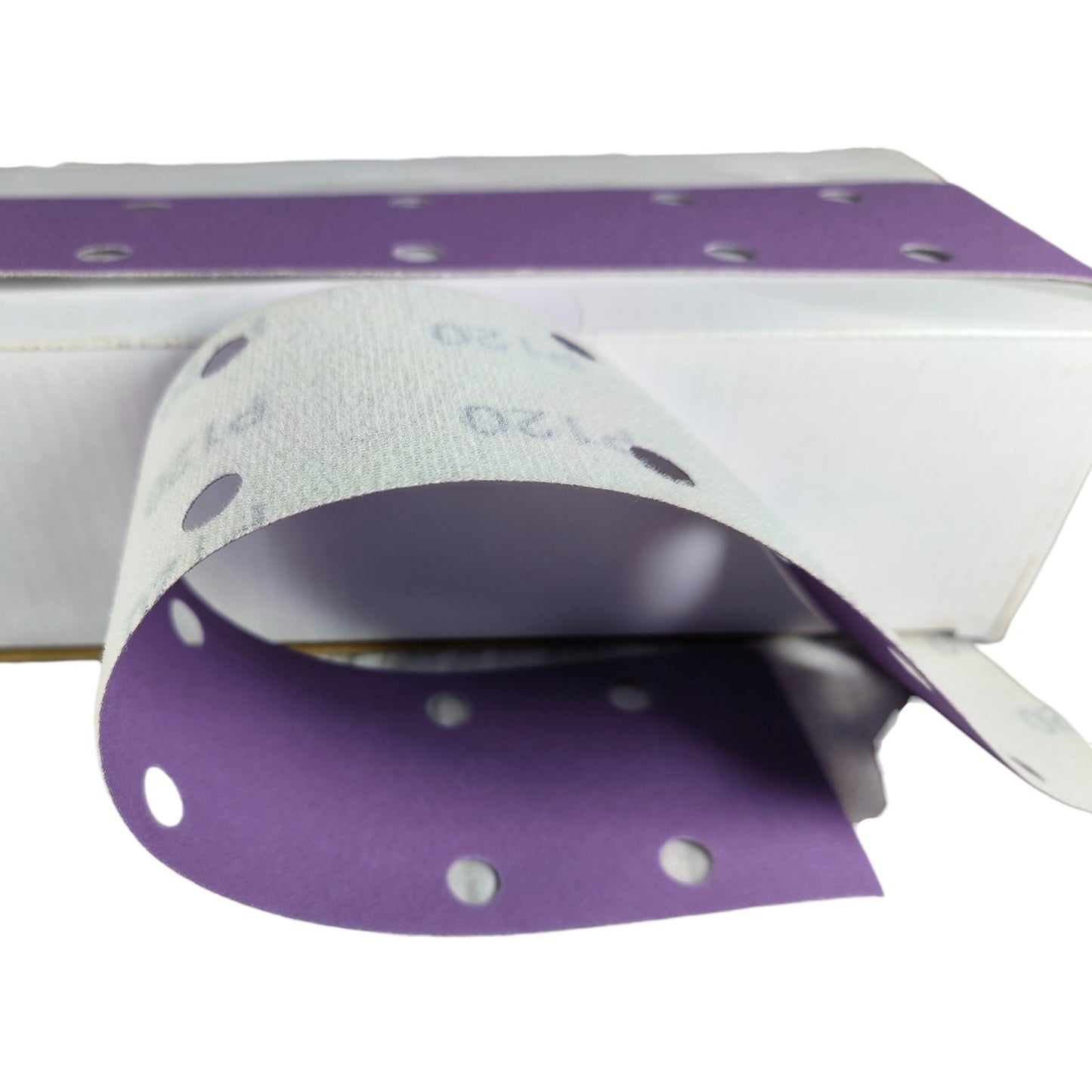 Purple Sanding BLOCK PAPER – 70mm x 25m, 14-Hole, Velcro ( pack of 100 )