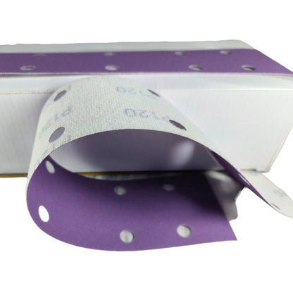Purple Sanding BLOCK PAPER – 70mm x 25m, 14-Hole, Velcro ( pack of 100 )