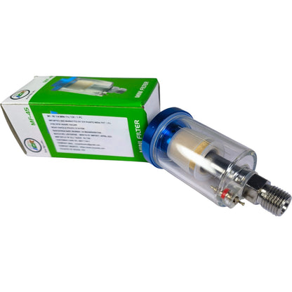 ICR MF-45 Mini Air Filter for Spray Guns & Compressors – Blue Aluminum Body, 1/4” Male Thread  Description