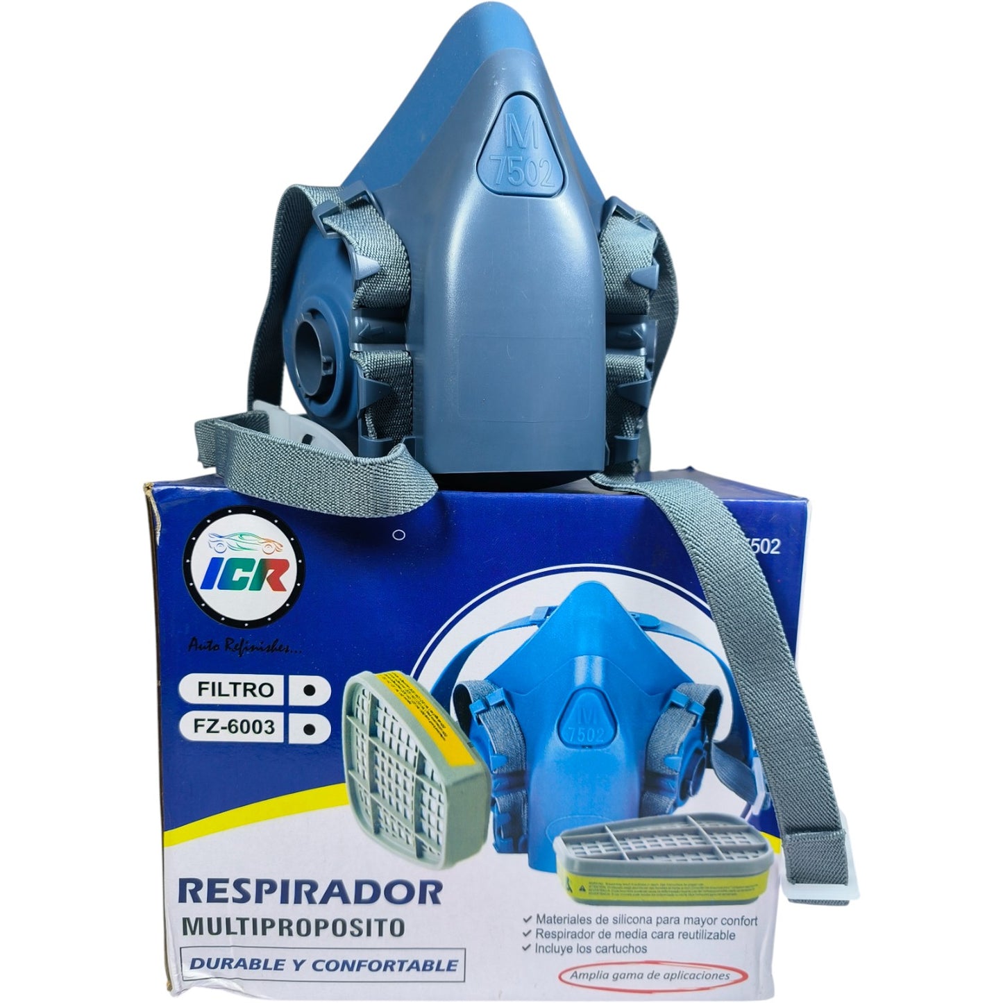 ICR 7502 Industrial Respirator Mask Set with Dual Cartridge & KN95 Filters – Reusable Silicone, For Paint, Dust & Chemical Protection