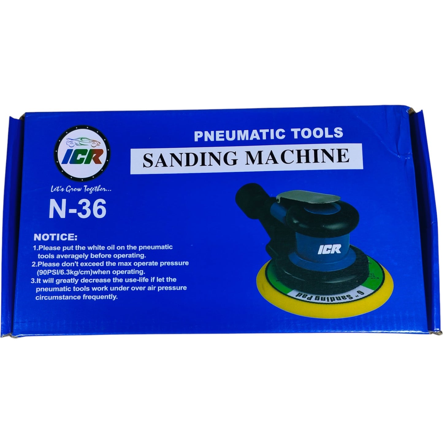 N36 Blue Air Sander – 5-Inch Pneumatic Random Orbital Sander, 12000 RPM Dual Action for Auto & Wood Finishing