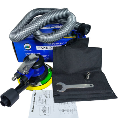 N36 Blue Air Sander – 5-Inch Pneumatic Random Orbital Sander, 12000 RPM Dual Action for Auto & Wood Finishing