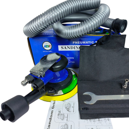 N36 Blue Air Sander – 5-Inch Pneumatic Random Orbital Sander, 12000 RPM Dual Action for Auto & Wood Finishing