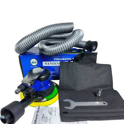 N36 Blue Air Sander – 5-Inch Pneumatic Random Orbital Sander, 12000 RPM Dual Action for Auto & Wood Finishing