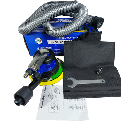 N36 Blue Air Sander – 5-Inch Pneumatic Random Orbital Sander, 12000 RPM Dual Action for Auto & Wood Finishing