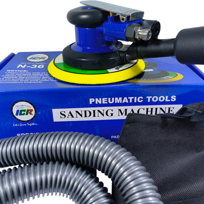 N36 Blue Air Sander – 5-Inch Pneumatic Random Orbital Sander, 12000 RPM Dual Action for Auto & Wood Finishing