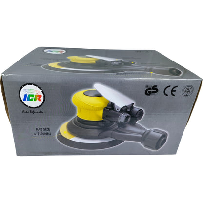 ICR W-27 6" Dual Action Pneumatic Sander with Vacuum System – 3/16" Stroke, 10,500 RPM, Lightweight, 90 PSI