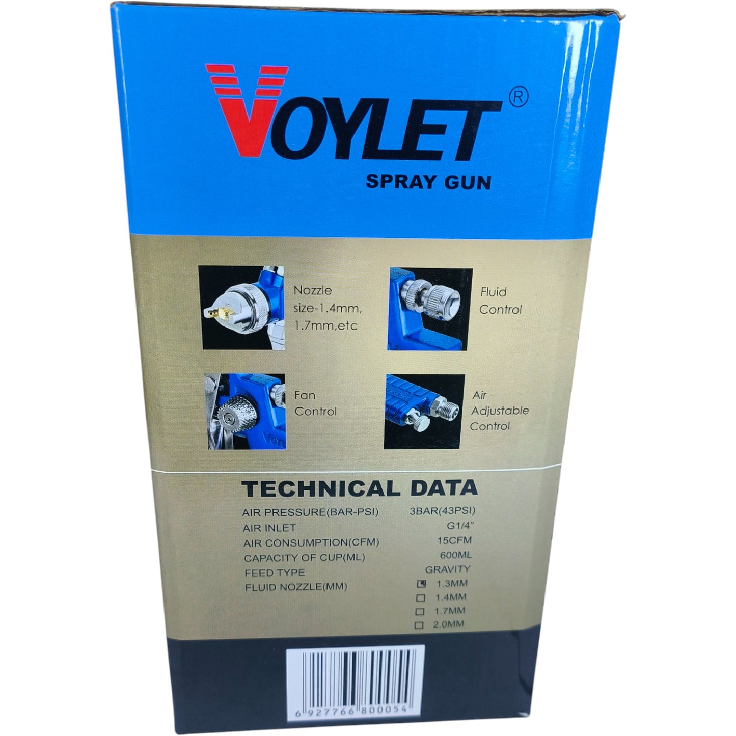 Voylet H827 HVLP Spray Gun 600ml with Accessories – 1.4mm Nozzle, High Quality for Car Paint & Finishing