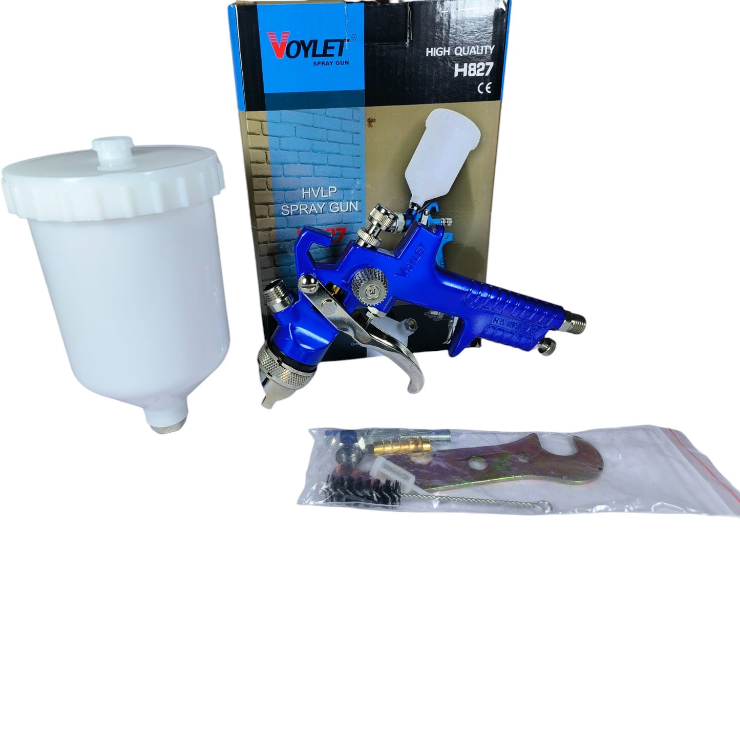 Voylet H827 HVLP Spray Gun 600ml with Accessories – 1.4mm Nozzle, High Quality for Car Paint & Finishing