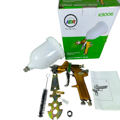 ICR K3006 HVLP Spray Gun – Professional Car Paint Gun, 600ml Cup, Adjustable Nozzle & Pressure