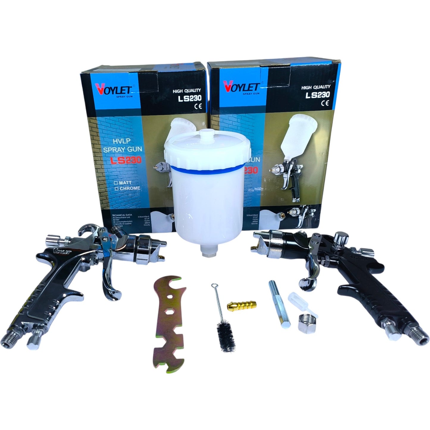 Voylet LS230 HVLP Spray Gun – Professional Automotive Gravity Feed Paint Sprayer (1.3/1.4  mm Nozzle, 600ml Cup)