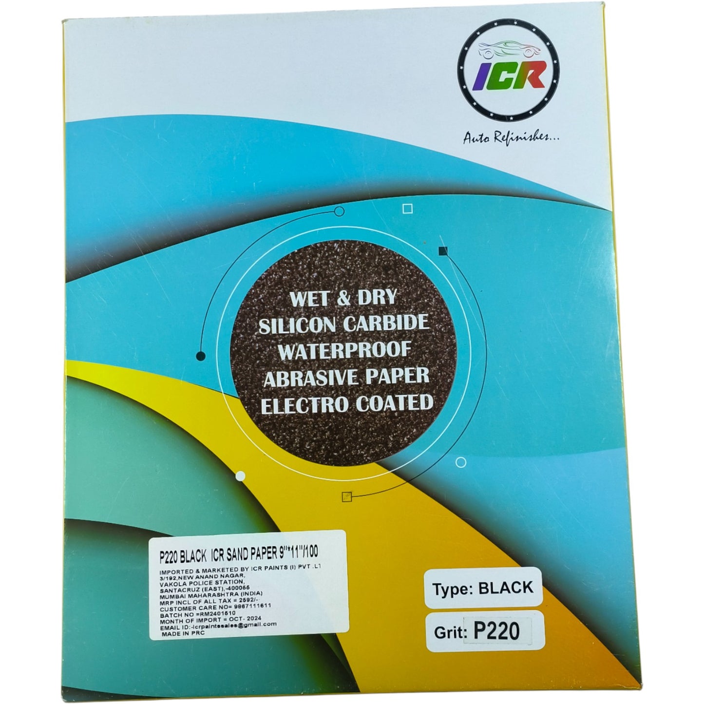 ICR Black Wet & Dry Silicon Carbide Waterproof Sand Paper – 9"x11" (100 Sheets)