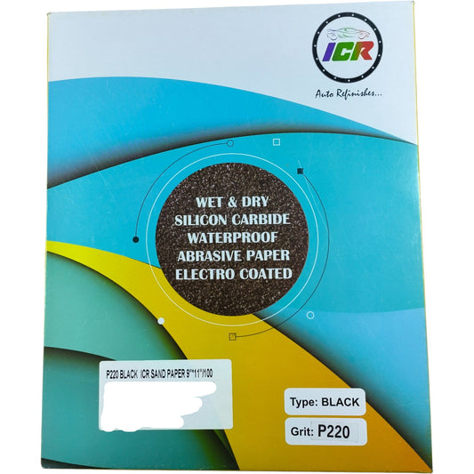 ICR Black Wet & Dry Silicon Carbide Waterproof Sand Paper – 9"x11" (100 Sheets)