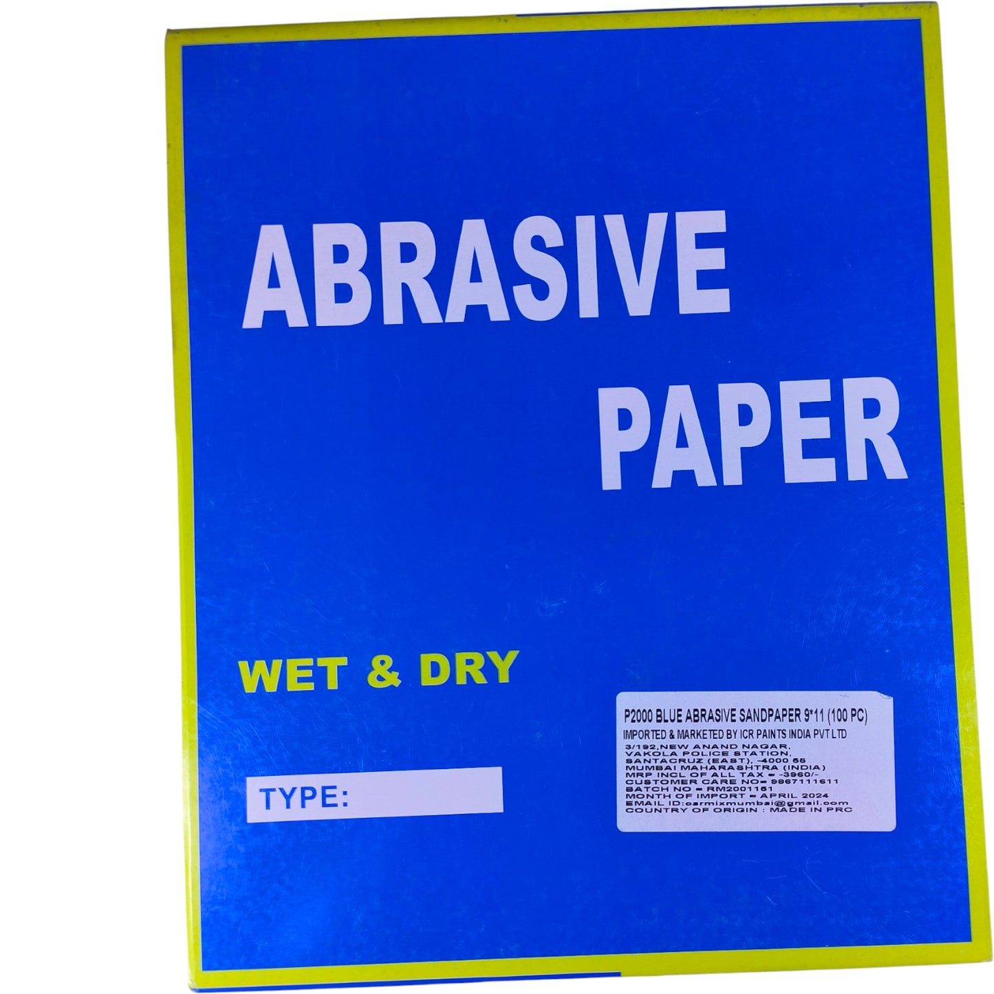 Blue Abrasive Sandpaper – Wet & Dry, 230mm x 280mm, Pack of 100 Sheets