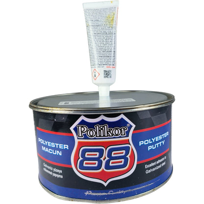 Polikor 88 Polyester Putty – Universal Auto Body Filler with Hardener for Metal, Galvanized & Aluminum Panel Repair