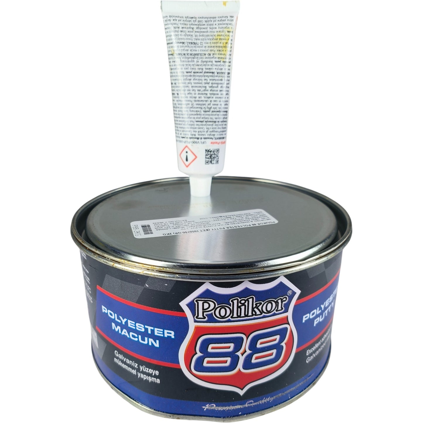 Polikor 88 Polyester Putty – Universal Auto Body Filler with Hardener for Metal, Galvanized & Aluminum Panel Repair