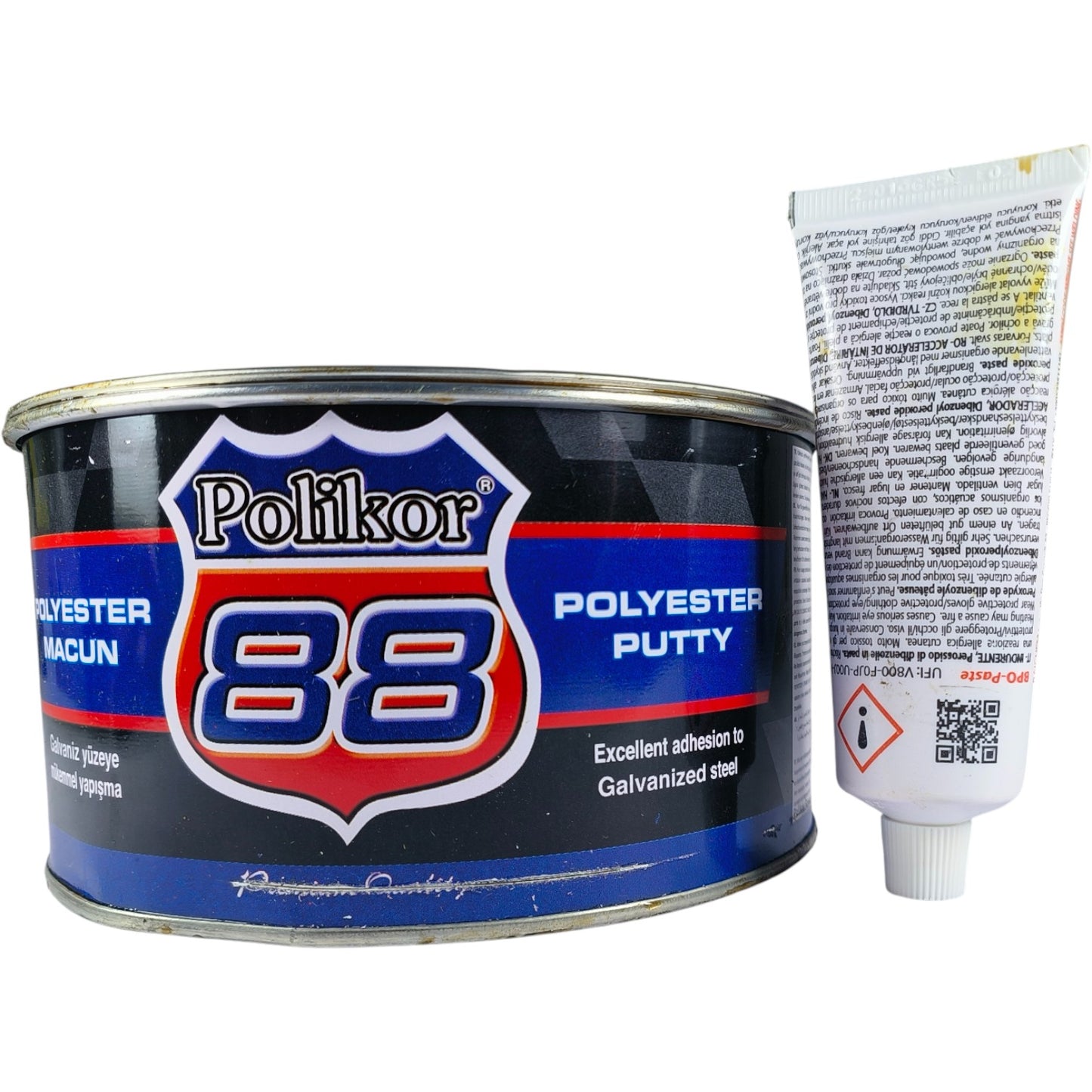 Polikor 88 Polyester Putty – Universal Auto Body Filler with Hardener for Metal, Galvanized & Aluminum Panel Repair