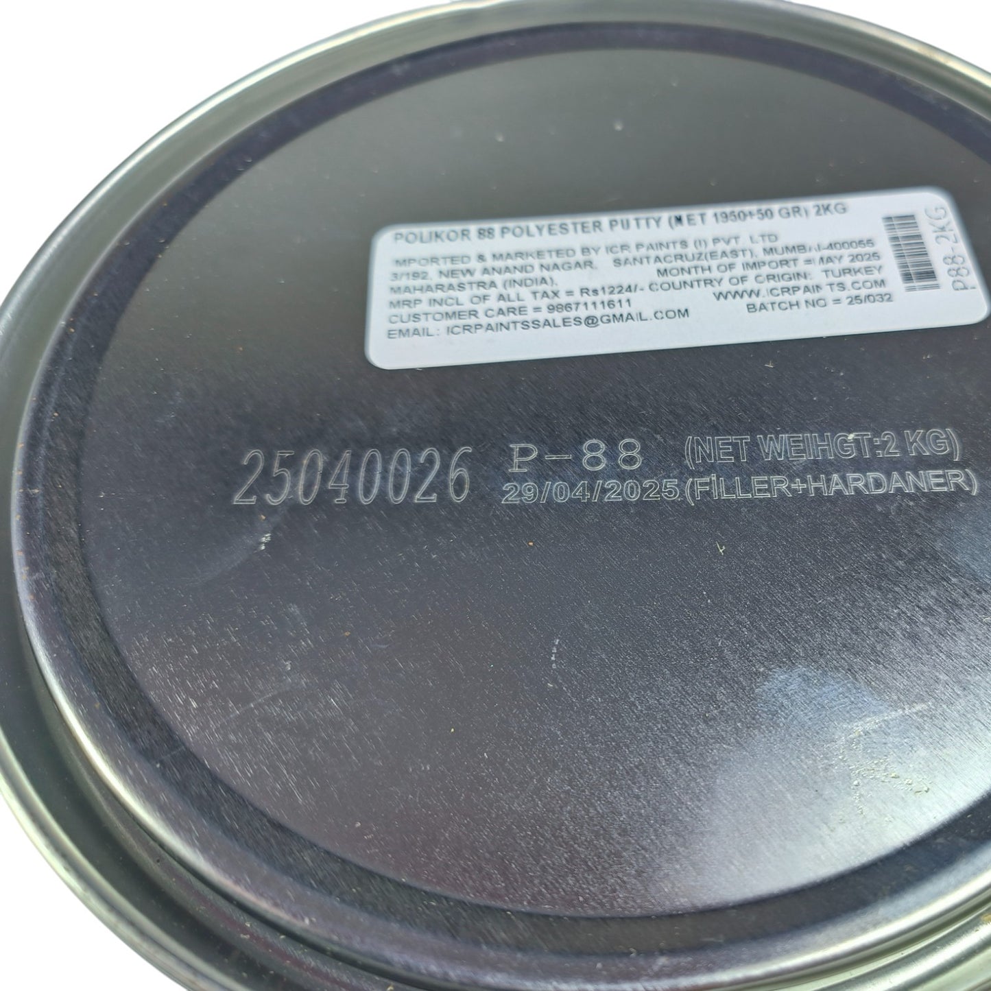 Polikor 88 Polyester Putty – Universal Auto Body Filler with Hardener for Metal, Galvanized & Aluminum Panel Repair