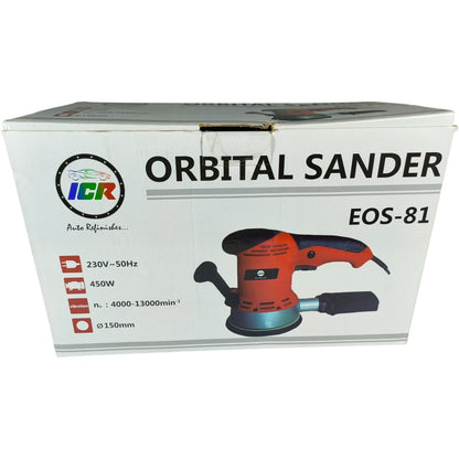 ICR EOS-81 Professional Orbital Sander 450W | 6 Inch (150mm) Dual Action, Variable Speed | For Auto Refinish, Wood & Metal Sanding