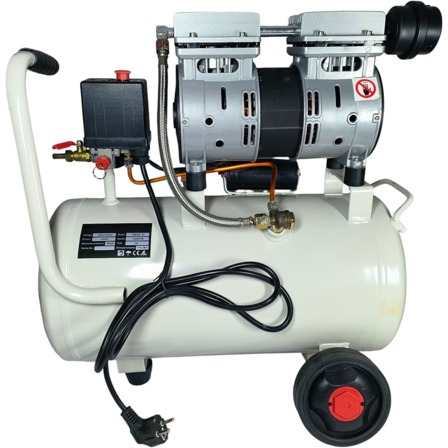 ICR Oil FREE Silent Air Compressor – 24L Tank, 3/4HP, 8 Bar, Low Noise