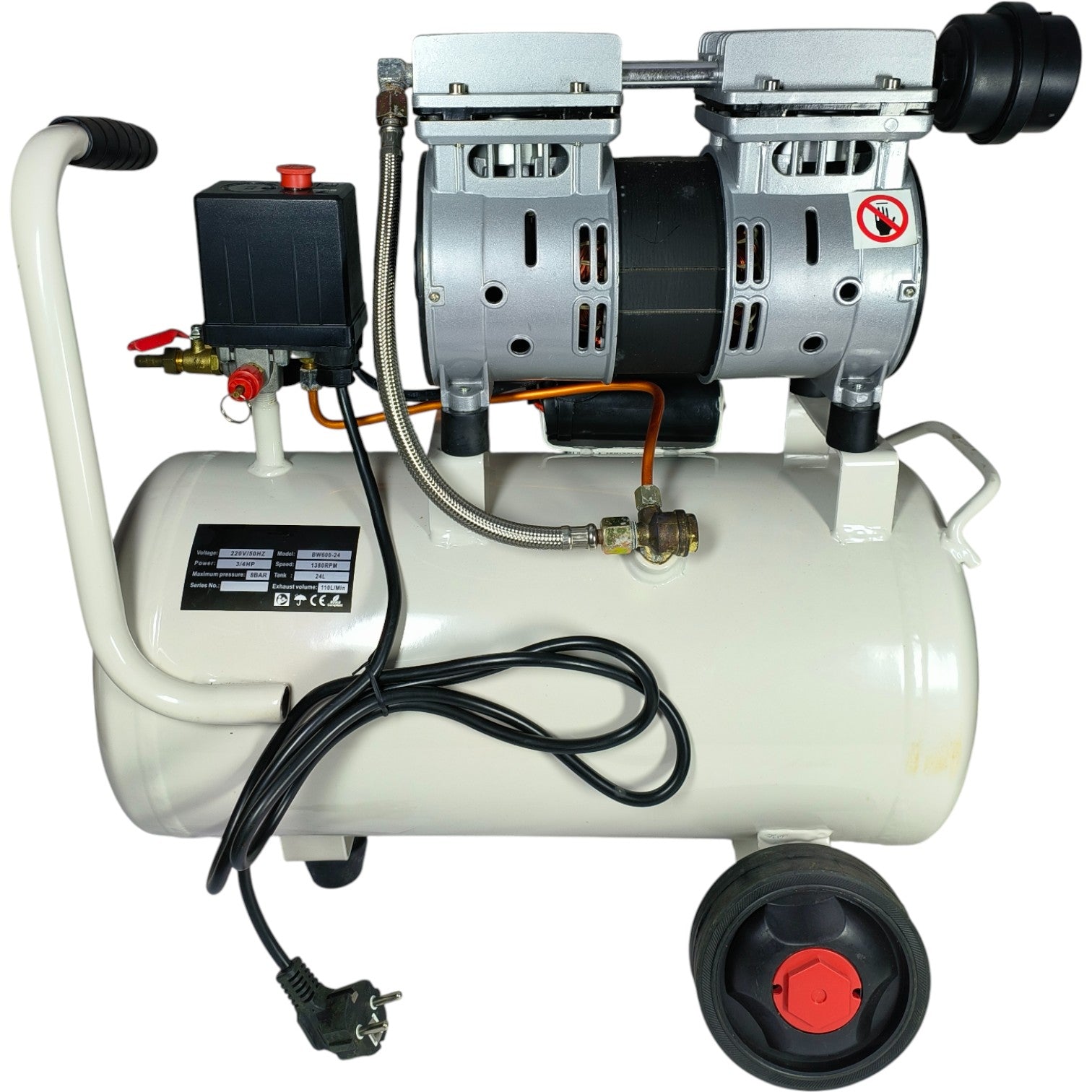 ICR Oil FREE Silent Air Compressor – 24L Tank, 3/4HP, 8 Bar, Low Noise