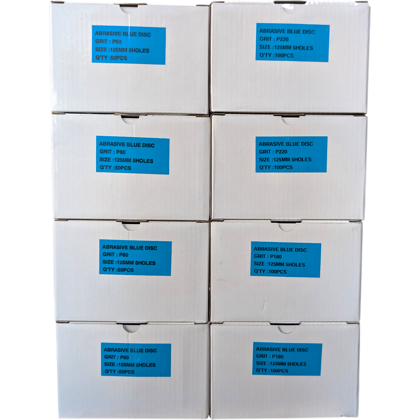 Abrasive Blue Sanding Disc (pack of 100) | 125mm (5 Inch) | 5 Holes Hook & Loop | Heavy-Duty Dry Sanding Discs | Pack of 100