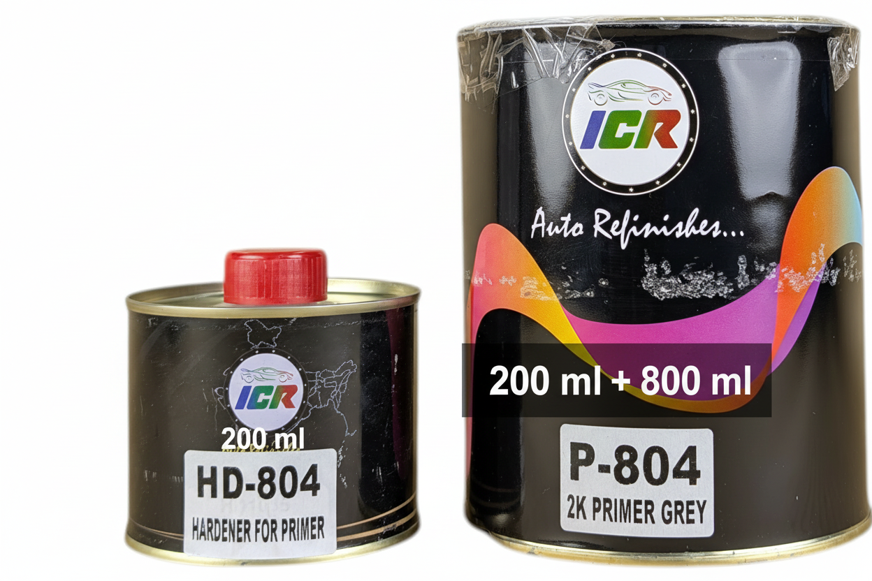 ICR P-804 2K Primer Grey with HD-804 Hardener | Automotive Paint Primer for Car & Bike Refinishing