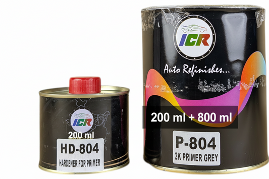 ICR P-804 2K Primer Grey with HD-804 Hardener | Automotive Paint Primer for Car & Bike Refinishing