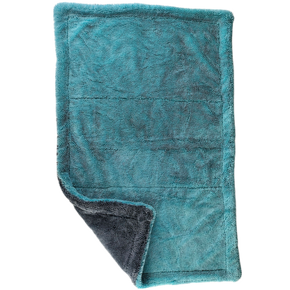 ASHU PADS Microfiber Cloth for Car, Dual Sided Car Cleaning Cloth, Twisted Loop - Edgeless - Thick Plush Microfiber Cloth, Lint-Free for Quick Drying, 1200 GSM (60cm x 40cm) 1pc, Color: Grey-Blue