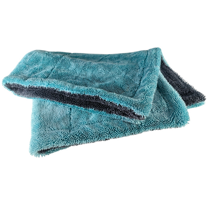 ASHU PADS Microfiber Cloth for Car, Dual Sided Car Cleaning Cloth, Twisted Loop - Edgeless - Thick Plush Microfiber Cloth, Lint-Free for Quick Drying, 1200 GSM (60cm x 40cm) 1pc, Color: Grey-Blue