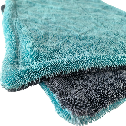 ASHU PADS Microfiber Cloth for Car, Dual Sided Car Cleaning Cloth, Twisted Loop - Edgeless - Thick Plush Microfiber Cloth, Lint-Free for Quick Drying, 1200 GSM (60cm x 40cm) 1pc, Color: Grey-Blue