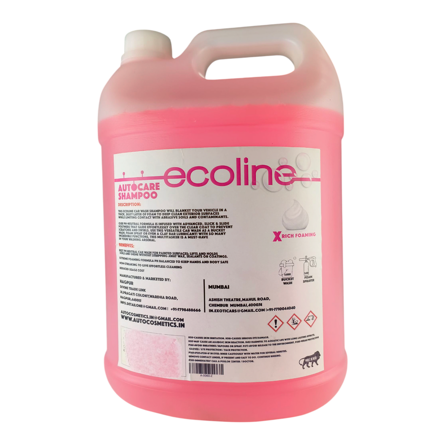 Ecoline Auto Care Shampoo 5KG – High Foaming, pH-Balanced Car Wash for Bucket & Foam Sprayer Use